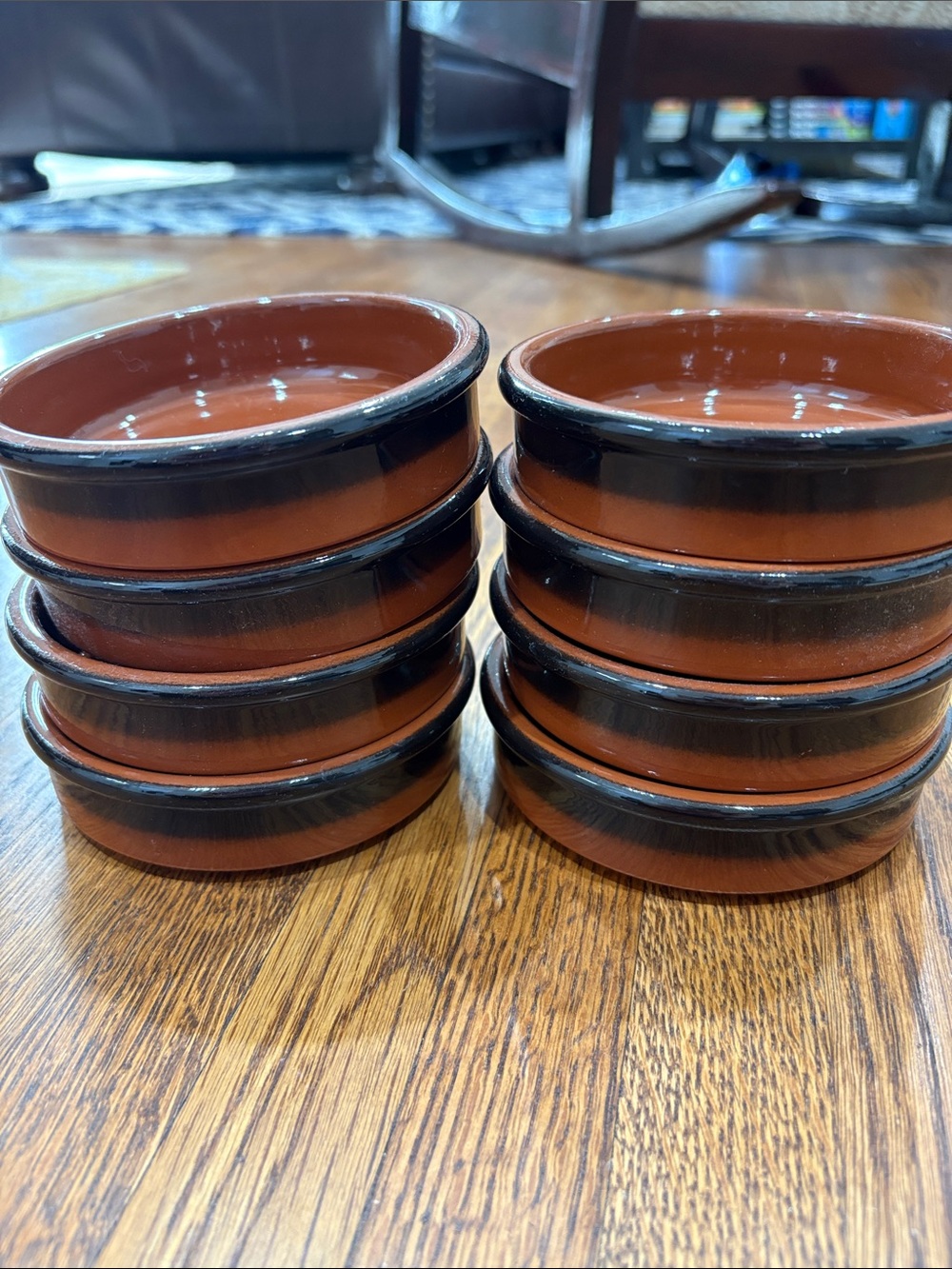 Terracotta-Style Black & Brown Stackable Ramekins - Set of 8